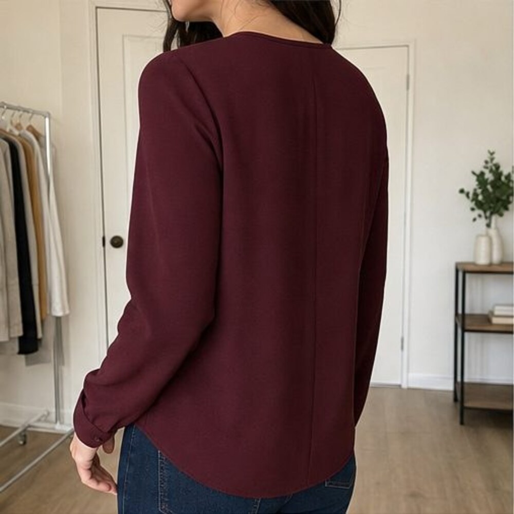 Burgundy Ruffle Blouse - Picture 3 of 6